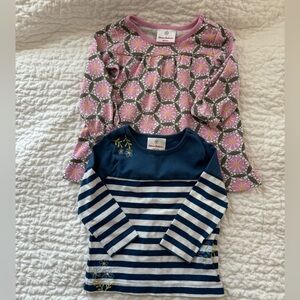 Hanna Andersson Girls Pink Floral Long-Sleeve Top & Navy Stripe Tunic Set